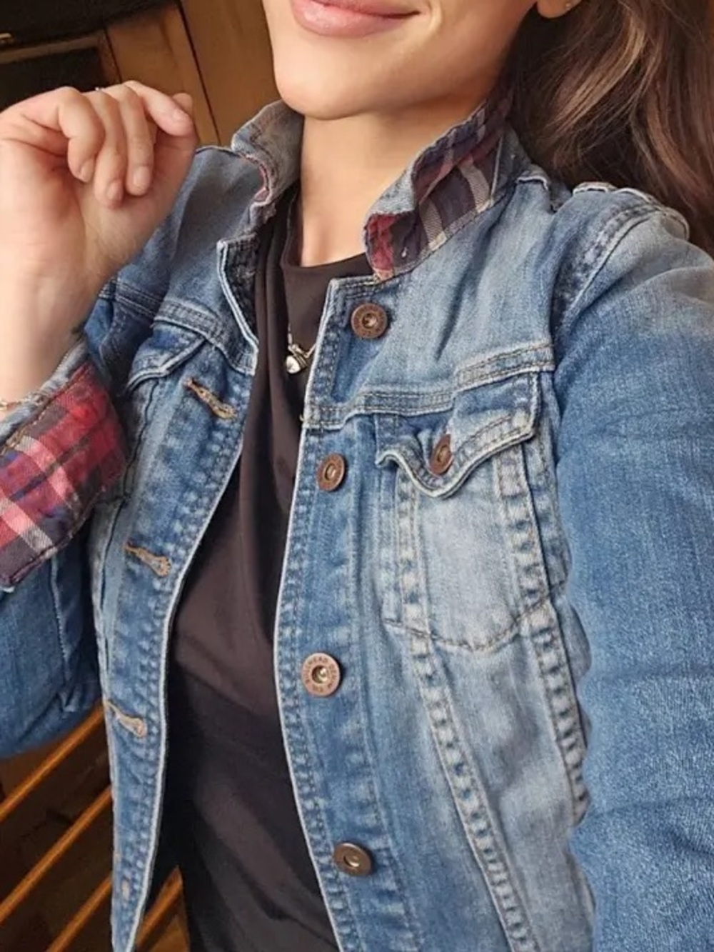 Bullhead Plaid Denim Jacket